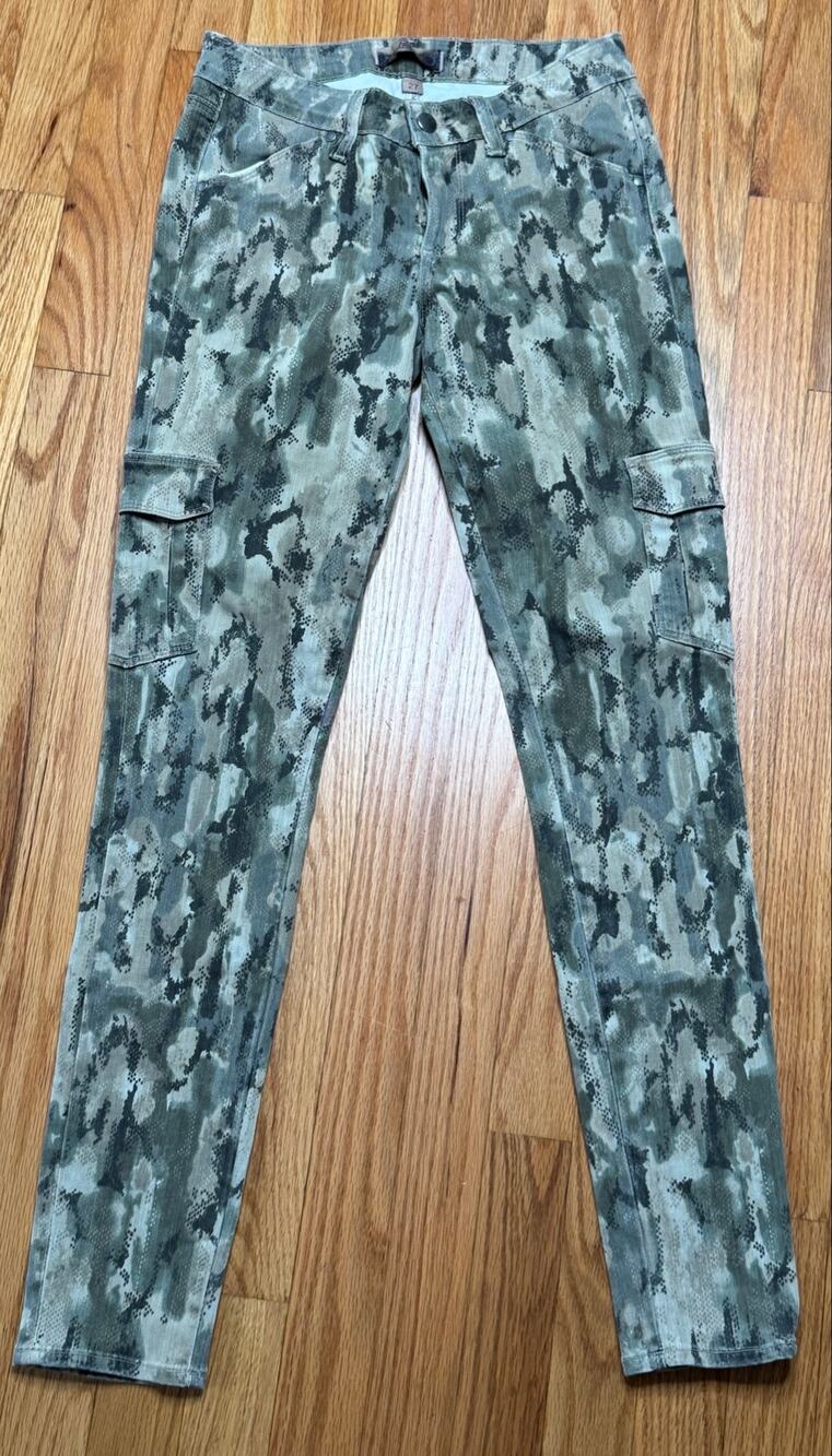 PAIGE Denim Snakeskin Camo Cargo Skinny Pants 27